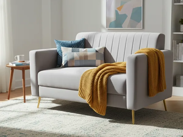Tulip Upholstered 2 Seater Sofa in Grey Color